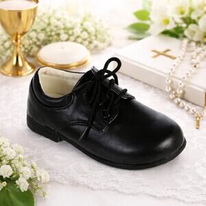 NEW Boy's Communion Dress Shoe - Black/Matte Lace Up - Size 4